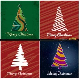 4 Abstract Christmas tree backgrounds