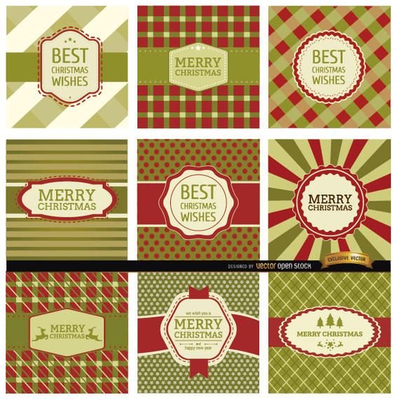 9 Abstract Christmas label backgrounds 9 Abstract Christmas label backgrounds
