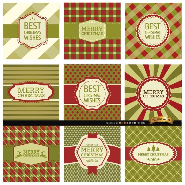  9 Abstract Christmas label backgrounds