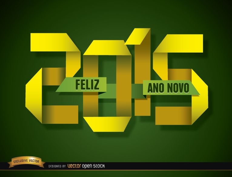 2015 Papel dobrado feliz ano novo portugu?s