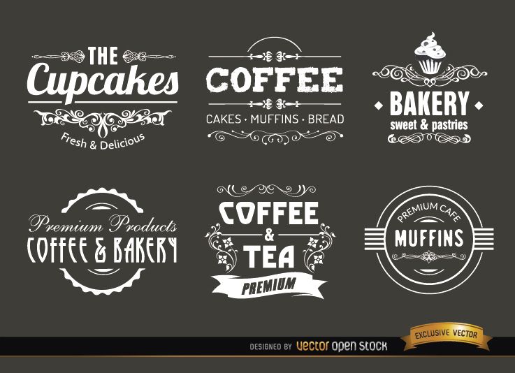 Etiquetas e emblemas vintage de café