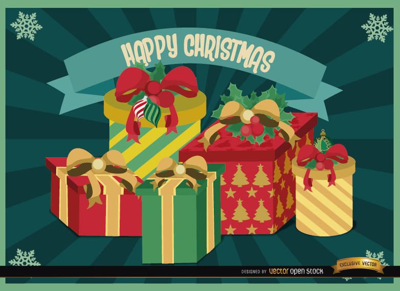Fundo de listras radiais de presentes de Natal Fundo de listras radiais de presentes de Natal
