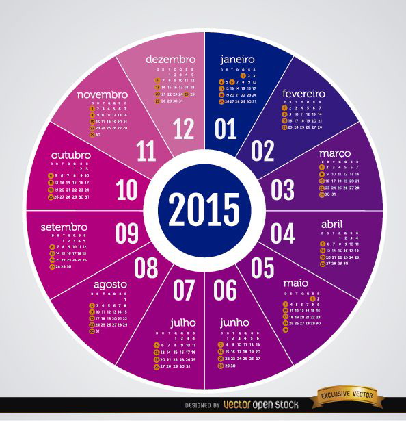 2015 Calendario redondo portugués