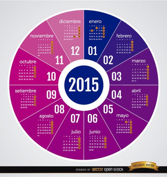 2015 Calendário redondo espanhol 2015 Calendário redondo espanhol