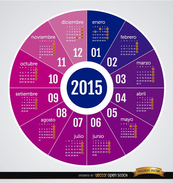 Runder Kalender 2015 Spanisch
