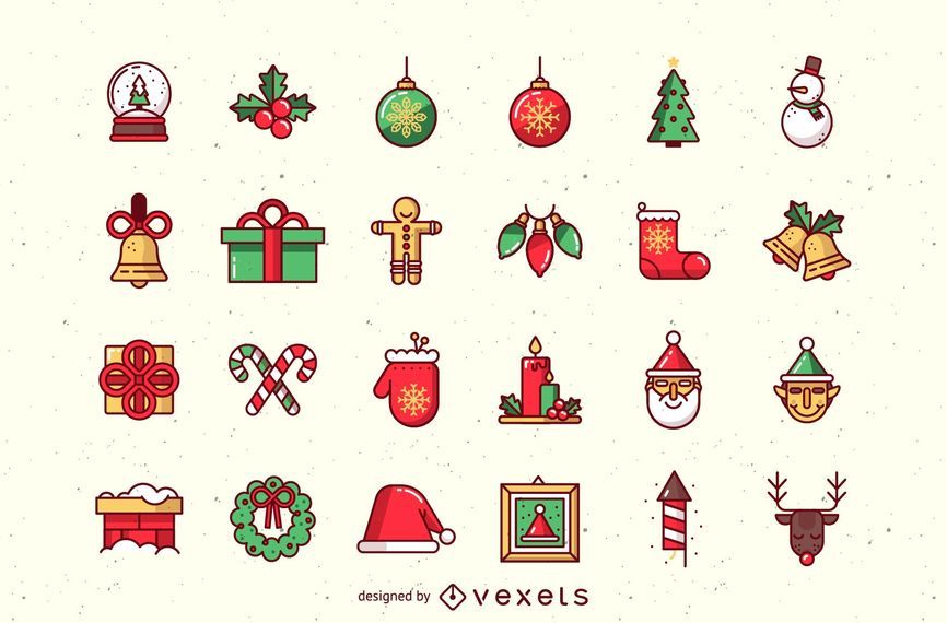 Hermoso paquete de iconos de Navidad Funky Hermoso paquete de iconos de Navidad Funky