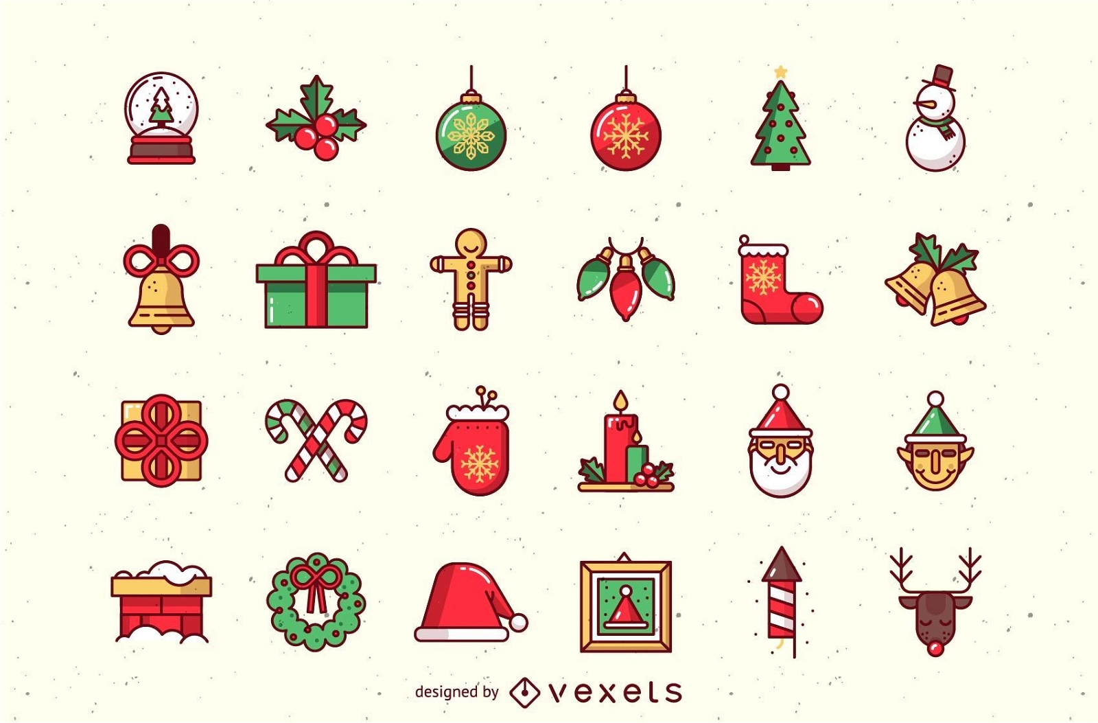 Hermoso paquete de iconos de Navidad funky