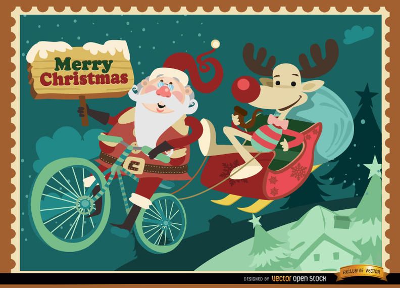 Santa Reindeer funny Christmas card Santa Reindeer funny Christmas card