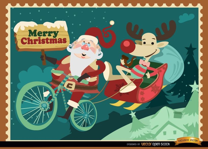 Santa Rentier lustige Weihnachtskarte