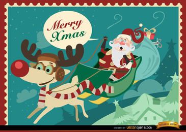 Santa Reindeer sledge Xmas design Santa Reindeer sledge Xmas design