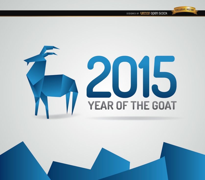Fundo de ano de cabra de origami azul 2015