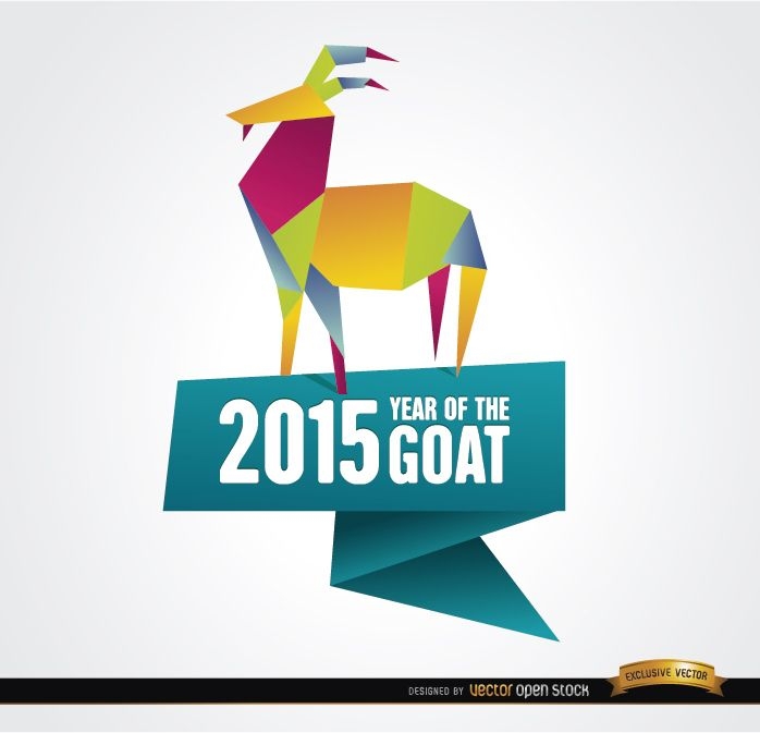 2015 colorful origami year goat background