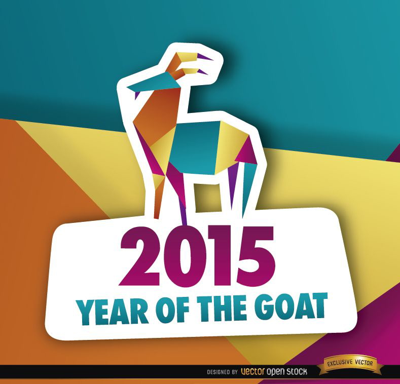 2015 fundo de cabra colorido polígono ano