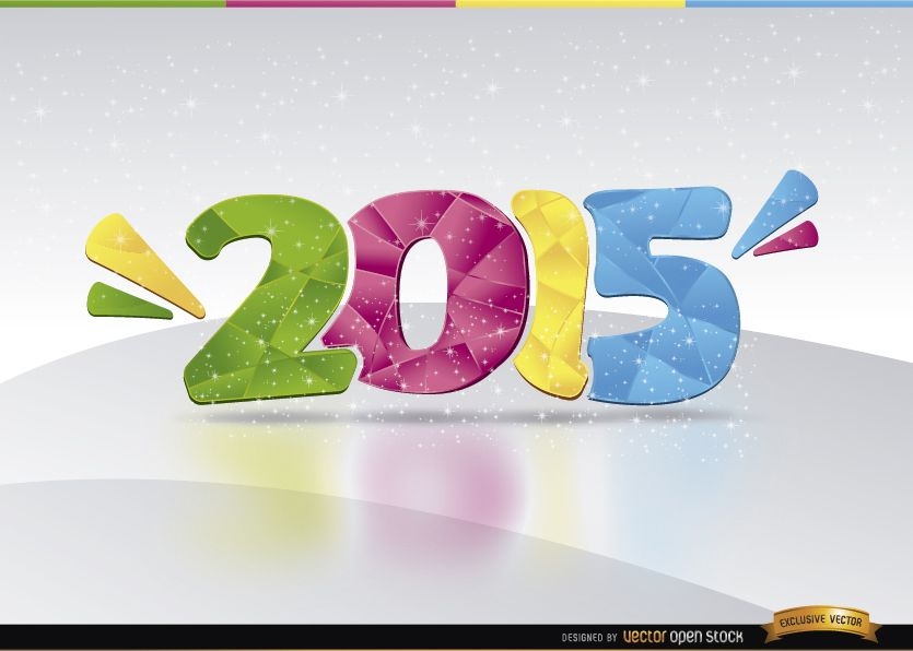 2015 farbige Zahl glänzt Hintergrund