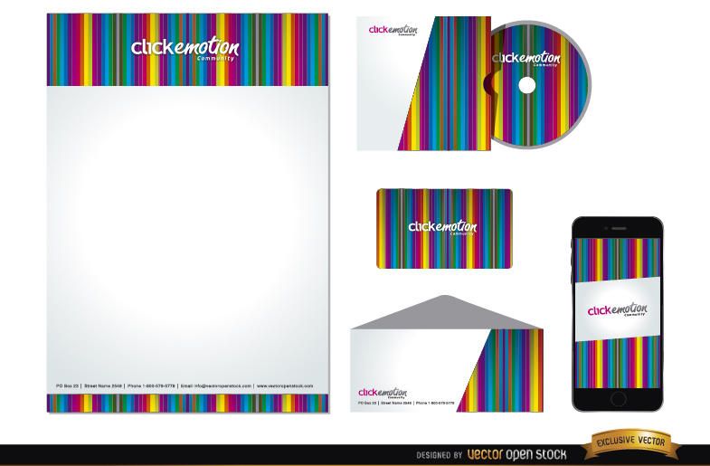 Paquete de identidad de negocios de barras de colores Paquete de identidad de negocios de barras de colores