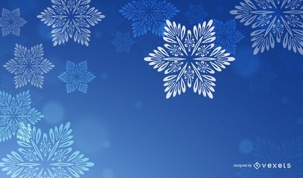 Fondo de Navidad azul con copos de nieve blancos