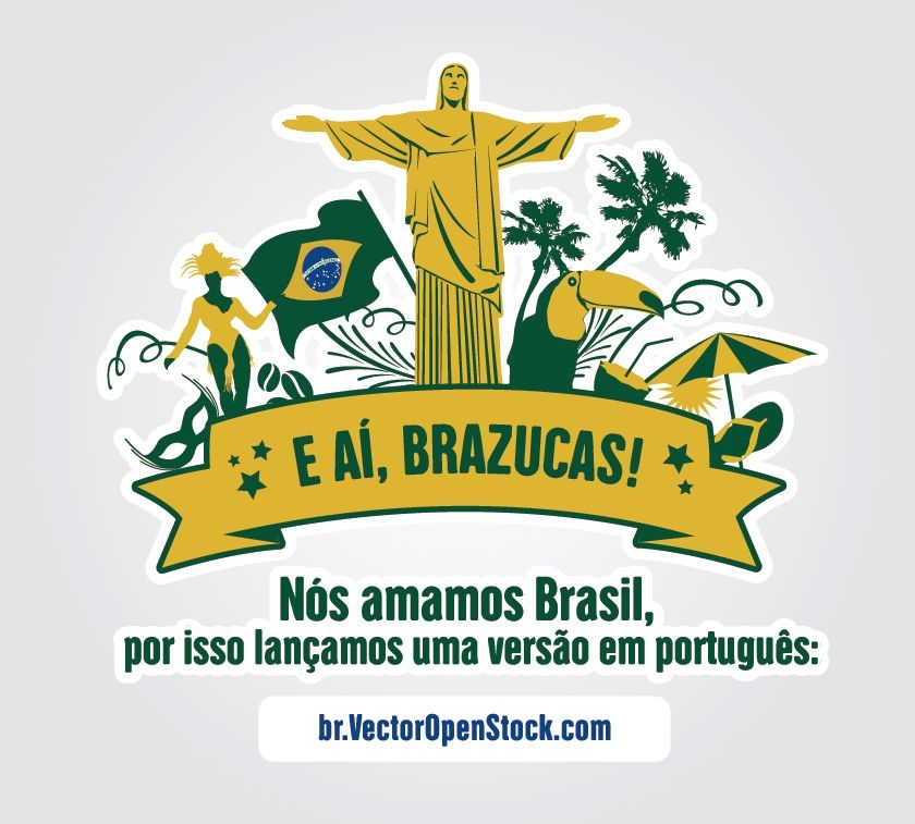 Wir lieben Brasilien Symbole Etikett