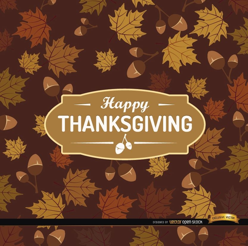 Happy Thanksgiving acorn leaves background
