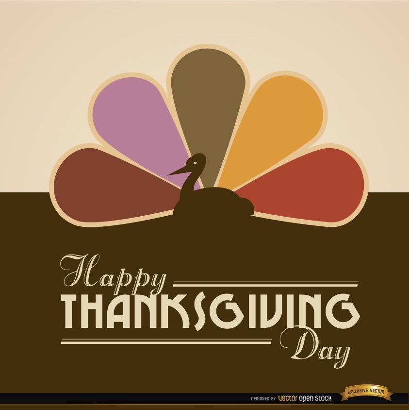 Happy Thanksgiving turkey colored tail background