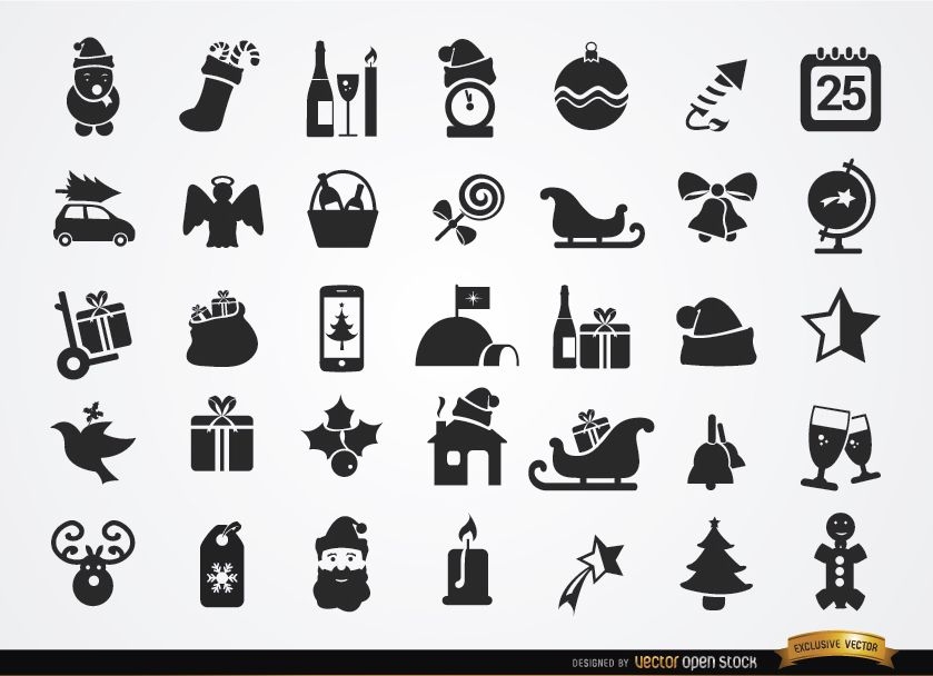 35 ícones de Natal planos