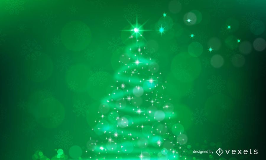 Árbol de navidad chispeante en fondo verde Árbol de navidad chispeante en fondo verde
