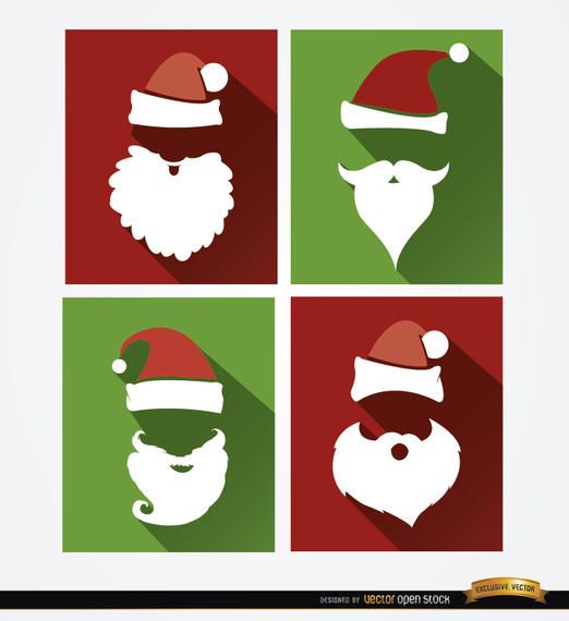 4 Santa hat and beard backgrounds 4 Santa hat and beard backgrounds