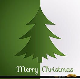 Christmas tree green white background