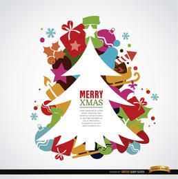 Fundo de enfeites coloridos de árvore de Natal