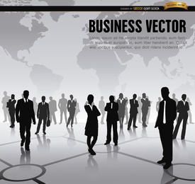 Executive workers world map background