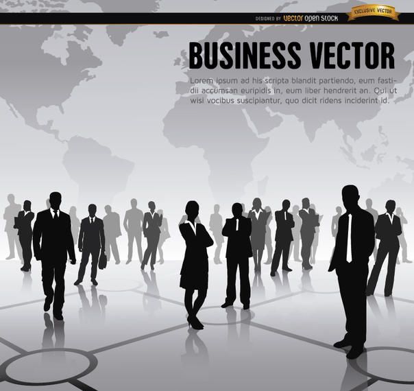 Executive workers world map background Executive workers world map background