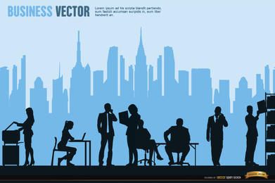 Executivos, trabalhando, cidade, skyline, fundo Executivos, trabalhando, cidade, skyline, fundo