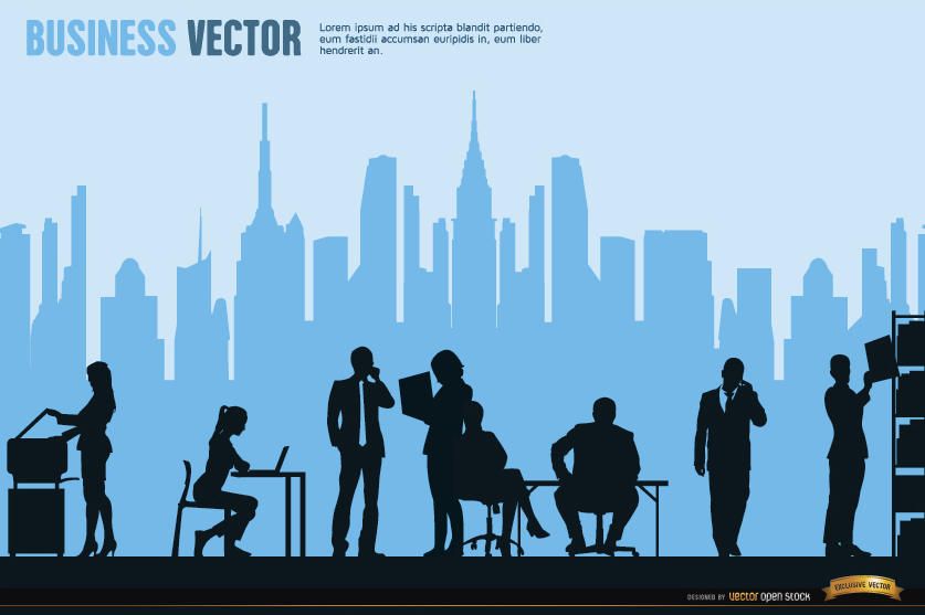 Executivos que trabalham fundo do horizonte da cidade Executivos que trabalham fundo do horizonte da cidade