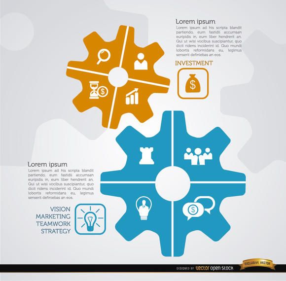 Infografía de engranajes de estrategia empresarial Infografía de engranajes de estrategia empresarial