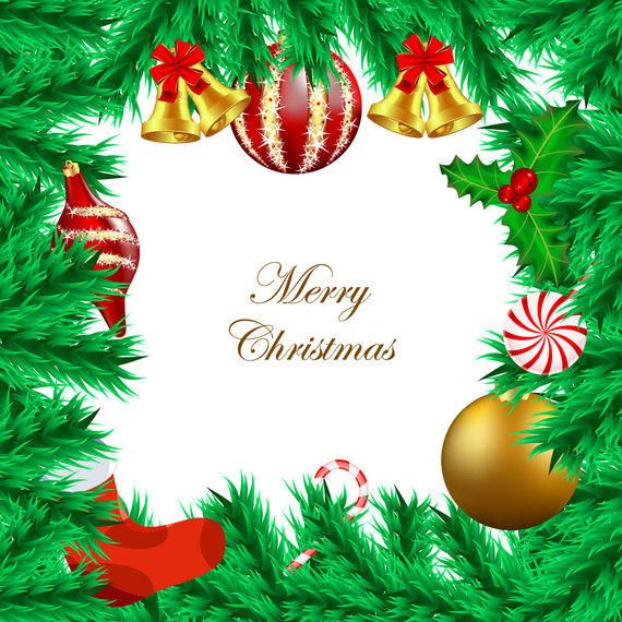 Tarjeta de Navidad con marco de rama de árbol Tarjeta de Navidad con marco de rama de árbol