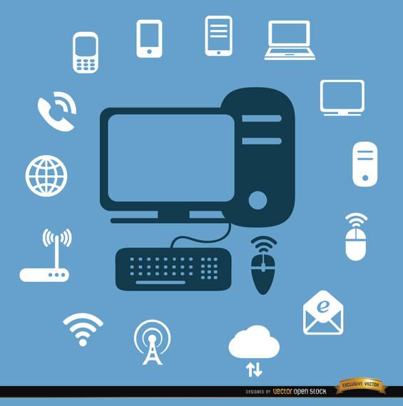 Ícones de dispositivos de internet de computador Ícones de dispositivos de internet de computador