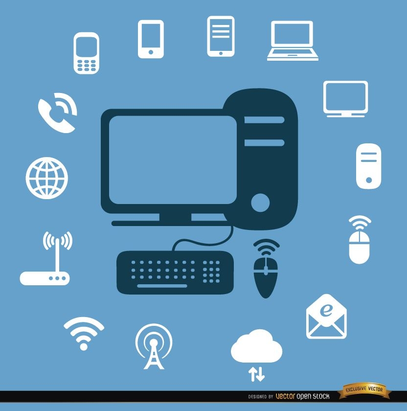 Iconos de dispositivos de internet de computadora