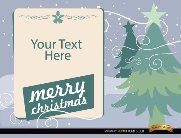 Arboles de navidad con mensaje de texto