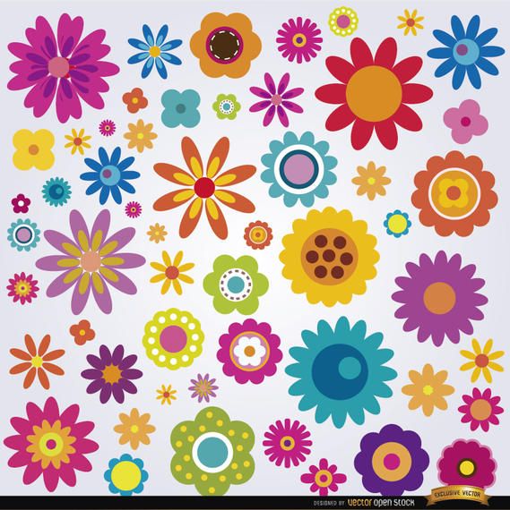 Viele bunte Blumen eingestellt Viele bunte Blumen eingestellt