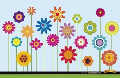 Different flowers stems background