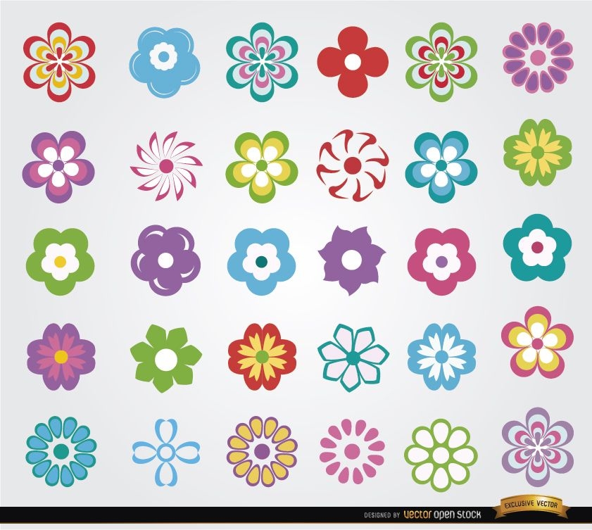 30 Flowers icon set