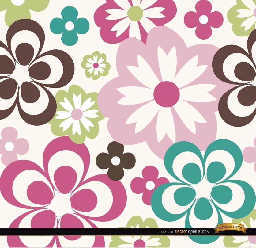 Big and small abstract flowers background