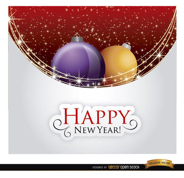 Feliz año nuevo bolas de navidad Feliz año nuevo bolas de navidad