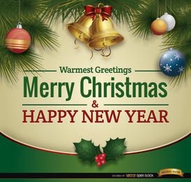Christmas greetings ornaments card