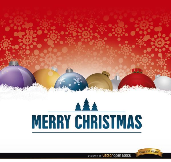 Christmas balls on snow card Christmas balls on snow card