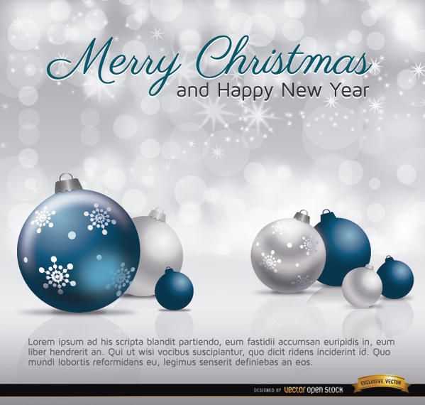 Feliz navidad plata bolas azules tarjeta Feliz navidad plata bolas azules tarjeta