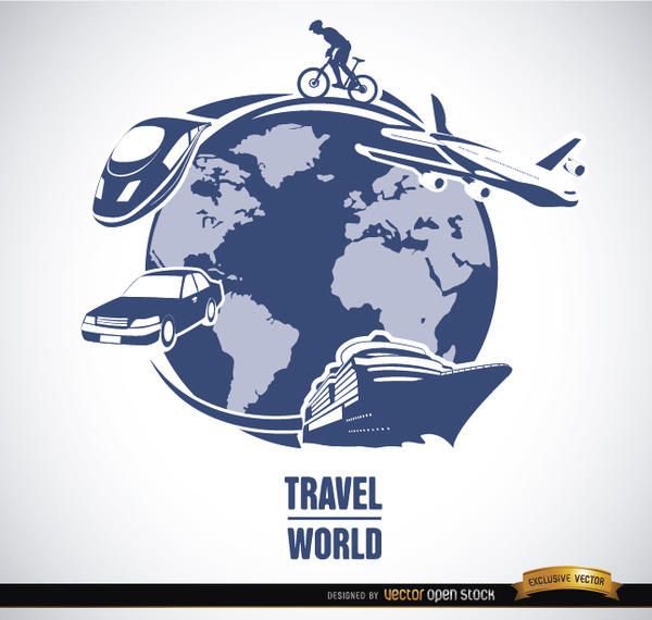 World travel transport means vector World travel transport means vector