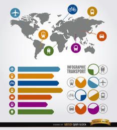 Elementos de transporte de infografía de viaje.