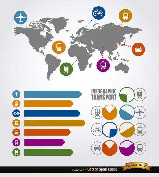 Elementos de transporte de infográfico de viagens Elementos de transporte de infográfico de viagens