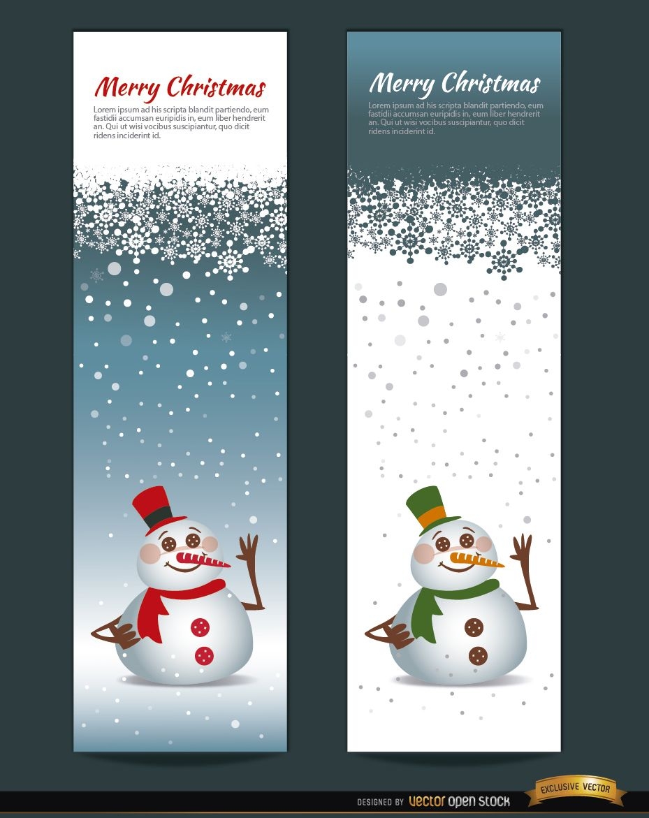 2 Christmas snowman vertical bookmarks