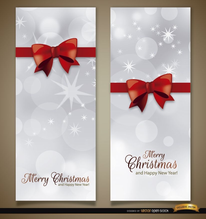 2 Christmas vertical ribbon bow bookmarks